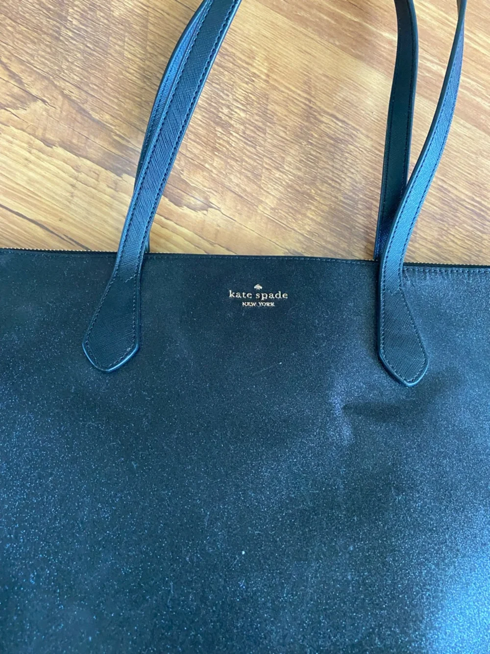 Kate Spade Joeley Black Glitter Zip Top Tote